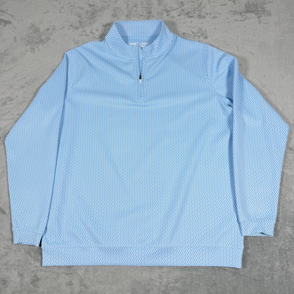 USA Palm Mens XL Quarter Zip Pullover Blue Geometric Drift Performance Shirt